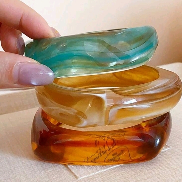 Jewelry - Set of Three Colorful Resin Bangles